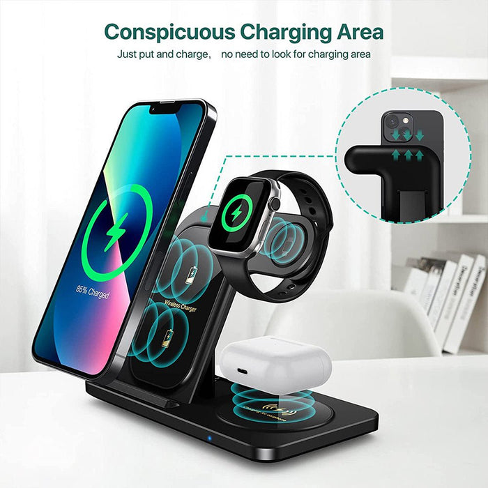 Wireless Fast Charging Dock - Multiple Wattage Options, 3-in-1 Device Charger for iPhone 14 13 12 11 Pro XS XR, Apple Watch, Airpods - Ideal for Apple Device Owners - Shopsta EU