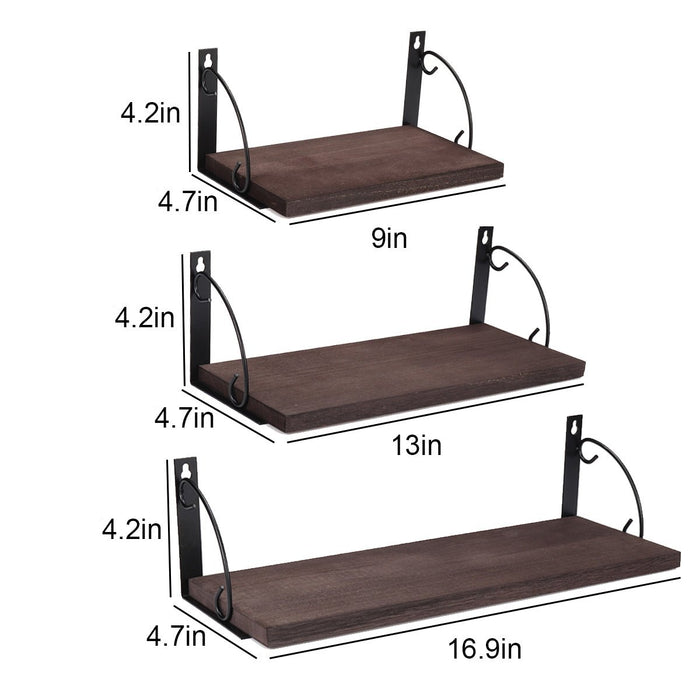 Wooden Wall Mounted Shelves, 3-Tier - DIY Storage & Display Shelving Bracket - Ideal for Organizing Home Decor & Personal Items - Shopsta EU