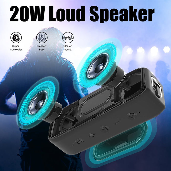 XDOBO Wing 20W - Portable Wireless Bluetooth 5.0 Speaker, IPX7 Waterproof Soundbar, Super Bass Stereo HiFi, Sound Box TWS Audio Player, Boombox - Ideal for Outdoor Enthusiasts and Music Lovers - Shopsta EU