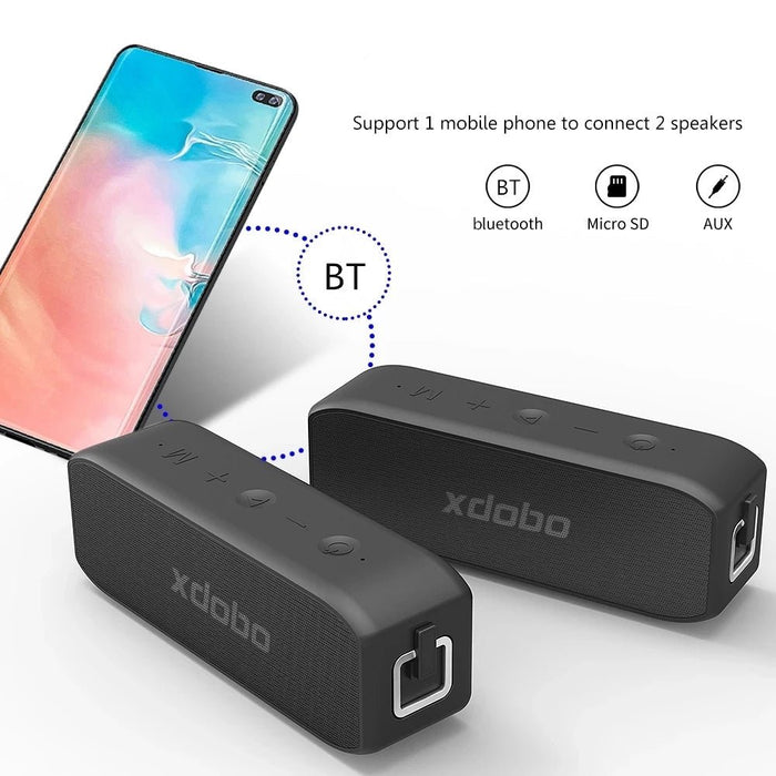 XDOBO Wing 20W - Portable Wireless Bluetooth 5.0 Speaker, IPX7 Waterproof Soundbar, Super Bass Stereo HiFi, Sound Box TWS Audio Player, Boombox - Ideal for Outdoor Enthusiasts and Music Lovers - Shopsta EU