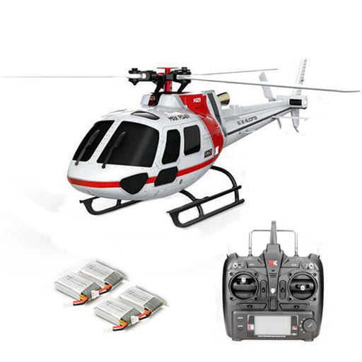 XK K123 AS350 - 6CH Brushless RC Helicopter, 3D6G System, FUTABA S-FHSS Compatible, 4PCS 3.7V 500mAh Lipo Battery - Perfect for Scale Flight Enthusiasts - Shopsta EU