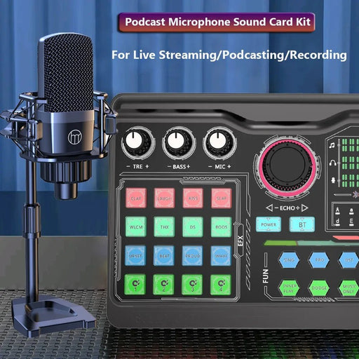Zealsound Professional Podcast Microphone SoundCard Kit for PC Smartphone Laptop Computer Vlog Recording Live Streaming YouTube - Shopsta EU
